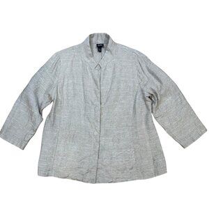 Eileen Fisher Silk Linen Blend Jacket Blazer Women’s Size Large Lightweight Mini